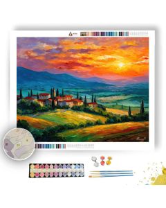 TUSCAN HILLS SUNSET - Paint by Numbers Full Kit