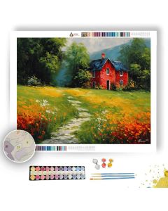 RED COTTAGE MEADOW - Paint by Numbers Full Kit