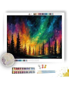 AURORA OVER PINES - Paint by Numbers Full Kit