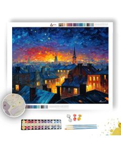 TWILIGHT ROOFTOPS - Paint by Numbers Full Kit