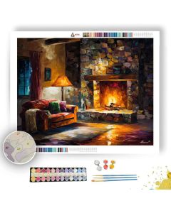 GOLDEN HEARTH GLOW - Paint by Numbers Full Kit