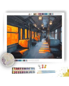 AMBER CARRIAGE GLOW B&W - Paint by Numbers Full Kit