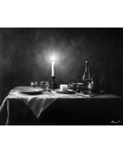 CANDLELIT TABLE GRAPHITE SPACE B&W