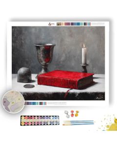 CRIMSON BOOK STILLNESS B&W - Paint by Numbers Full Kit