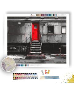 CRIMSON TRAIN THRESHOLD B&W - Paint by Numbers Full Kit