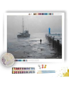 FOG HARBOR AZURE BEACON B&W - Paint by Numbers Full Kit