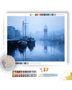 FOG HARBOR WITH INDIGO BEACON - Paint by Numbers Full Kit