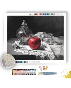 GRAPHITE STILL LIFE WITH CRIMSON APPLE - Paint by Numbers Full Kit