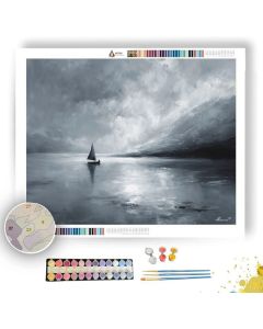 LONE BOAT WITH INDIGO SAIL - Paint by Numbers Full Kit