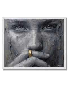 PORTRAIT IN ASH WITH GOLD RING B&W - FRAMED