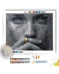 PORTRAIT IN ASH WITH GOLD RING B&W - Paint by Numbers Full Kit