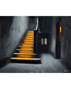 QUIET STAIRS WITH AMBER STEP B&W