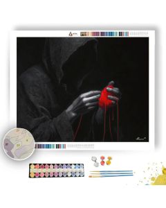 SHADOW FIGURE WITH SCARLET THREAD B&W - Paint by Numbers Full Kit