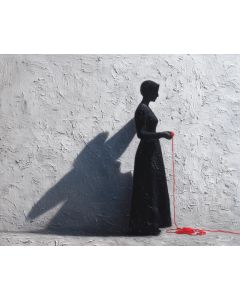 SHADOWED FIGURE WITH SCARLET THREAD B&W