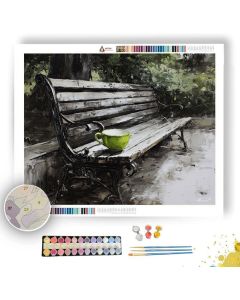 SILENT BENCH WITH JADE CUP B&W - Paint by Numbers Full Kit