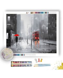 SILENT RAIN WITH CINNABAR B&W - Paint by Numbers Full Kit