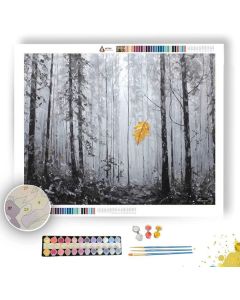 SILVER FOREST GOLD LEAF B&W - Paint by Numbers Full Kit