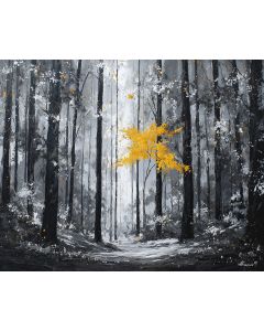 SILVER FOREST WITH GOLDEN FALL B&W