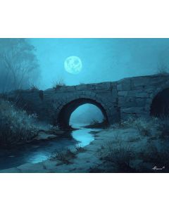 STONE BRIDGE UNDER CERULEAN MOON
