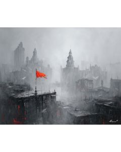 UMBER CITY WITH VERMILION DRIFT B&W
