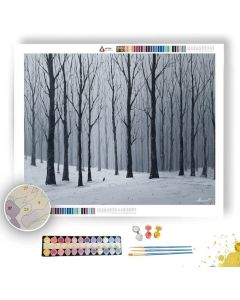 WINTER TREES WITH JADE BIRD - Paint by Numbers Full Kit