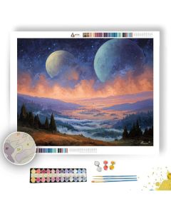 MOONFALL OVER LUMINOUS VALLEY - Paint by Numbers Full Kit