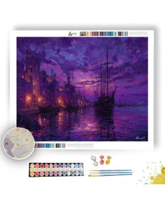 VIOLET NIGHT HARBOR - Paint by Numbers Full Kit