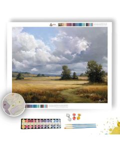 FIELD UNDER MUTED CLOUDS - Paint by Numbers Full Kit