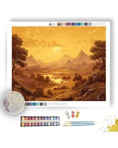 GOLDEN SKY LOWLANDS - Paint by Numbers Full Kit