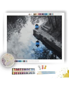 BLUE LANTERN RIVER B&W - Paint by Numbers Full Kit