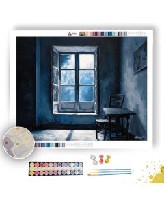 BLUE NIGHT WINDOW - Paint by Numbers Full Kit