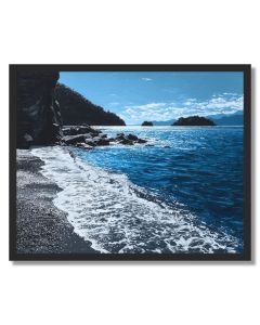 BLUE SHORELINE B&W - FRAMED