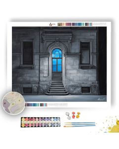 BLUE WINDOW GLOW B&W - Paint by Numbers Full Kit
