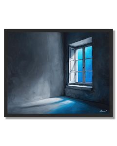 BLUE WINDOW LIGHT B&W - FRAMED