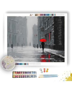 CRIMSON STREET WALK B&W - Paint by Numbers Full Kit