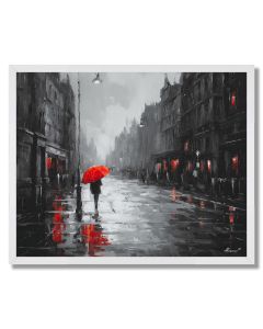 CRIMSON UMBRELLA B&W - FRAMED