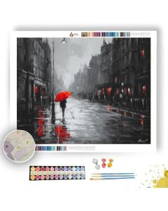 CRIMSON UMBRELLA B&W - Paint by Numbers Full Kit