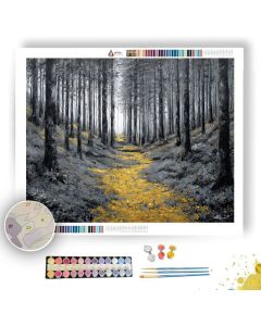 GOLD LEAF PATH B&W - Paint by Numbers Full Kit