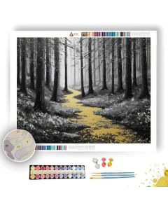 GOLD LEAF PATHWAY B&W - Paint by Numbers Full Kit