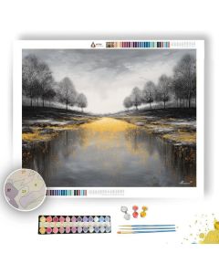 GOLDEN HORIZON PATH B&W - Paint by Numbers Full Kit