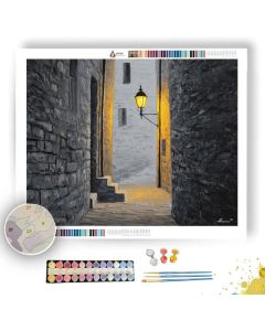 GOLDEN LAMP ALLEY B&W - Paint by Numbers Full Kit