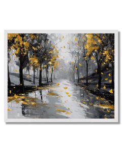 GOLDEN LEAF WIND B&W - FRAMED