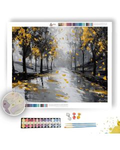 GOLDEN LEAF WIND B&W - Paint by Numbers Full Kit