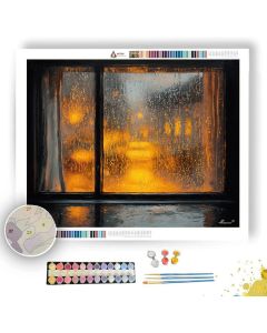 GOLDEN WINDOW RAIN - Paint by Numbers Full Kit