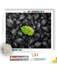 GREEN LEAF STILL B&W - Paint by Numbers Full Kit