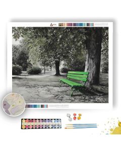 GREEN PARK BENCH B&W - Paint by Numbers Full Kit