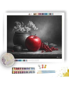 RED APPLE STILL B&W - Paint by Numbers Full Kit