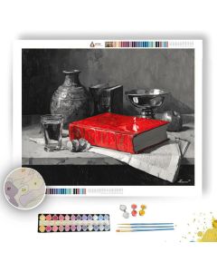 RED BOOK STILL B&W - Paint by Numbers Full Kit