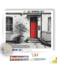 RED DOORWAY B&W - Paint by Numbers Full Kit
