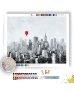 SCARLET BALLOON SKY B&W - Paint by Numbers Full Kit